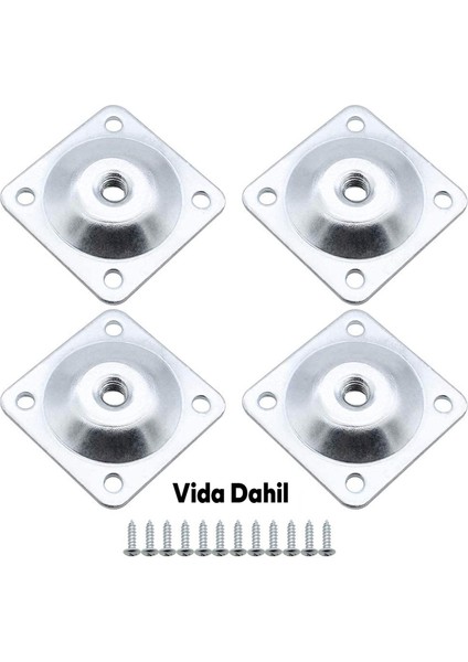 Mobilya Baza Koltuk Zigon Ayağı Metal Bağlantı Aparatı Düz Ayakları Tabanı M8 Civatalı (4 Adet) fiyatları