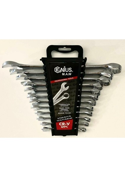 Genius 12 Parça Kombine Anahtar Takımı 12 Li Açık Ağız-Yıldız Anahtar 6X22 mm 12 Parça Kombine fırsatları
