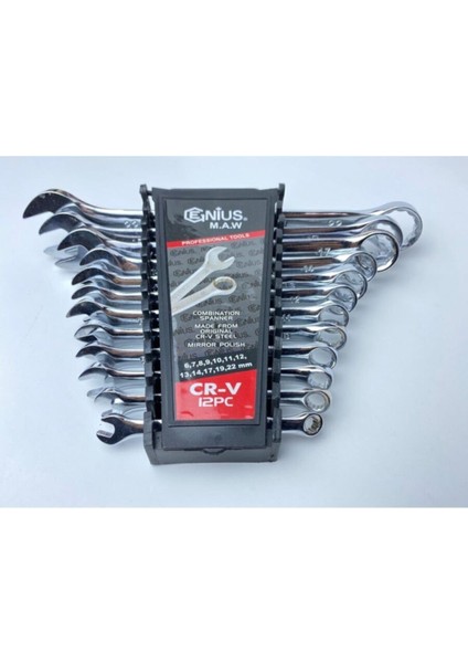 Genius 12 Parça Kombine Anahtar Takımı 12 Li Açık Ağız-Yıldız Anahtar 6X22 mm 12 Parça Kombine indirimleri