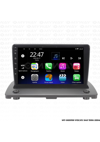 Volvo V50 Android 12 Kablosuz Carplay Navigasyon Multimedya Ekran Teyp - MY-0609W-VOLVO S40VOLVO S40 Android 12 Kablosuz Carplay Navigasyon Multimedya Ekran Teyp - MY-0609W