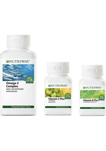 Nutriway Nutrıway™ ile Zindeliğinizi Artırmaya Destek Seti Omega 3+Vitamin C+Vitamin B