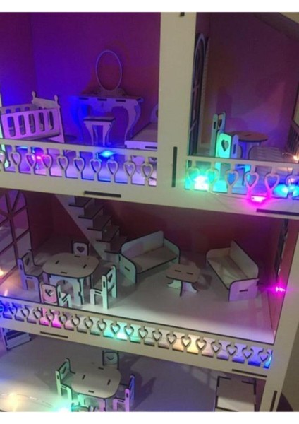 Alphobitasarım Tam Takım Işıklı ve Hızlı Yapıştırıcı Içinde 60 cm Ahşap Oyun Evi