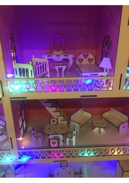 Alphobitasarım Tam Takım Işıklı ve Hızlı Yapıştırıcı Içinde 60 cm Ahşap Oyun Evi modelleri