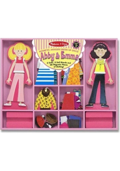 Melissa & Doug Abby ile Emma Ahşap Mıknatıslı Giydirme Oyunu /