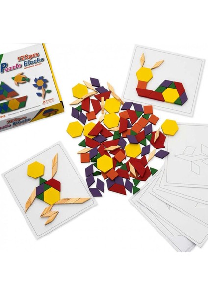 Sepetegelsin Ahşap 125 Parça Blok Tangram Puzzle