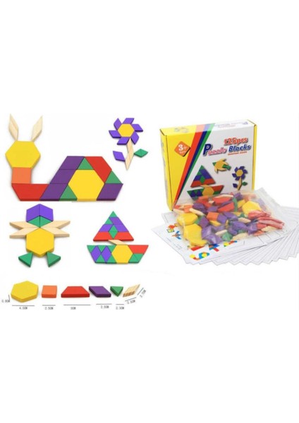 Sepetegelsin Ahşap 125 Parça Blok Tangram Puzzle