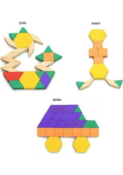 Sepetegelsin Ahşap 125 Parça Blok Tangram Puzzle