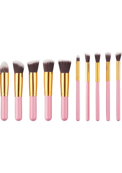 Pro 10 Adet Makyaj Fırçaları Set Allık Temel Kozmetik Kabuki Fırça +Toz Puf - Pembe Altın (Yurt Dışından) indirimleri