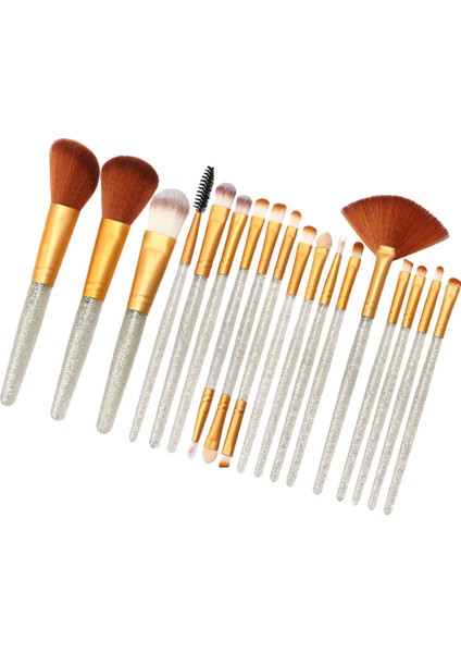 Makyaj Fırçaları 18 Adet Profesyonel Kozmetik Kit Vakfı Allık Fırçaları Seti - Gümüş -Golden (Yurt Dışından)