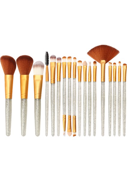 Makyaj Fırçaları 18 Adet Profesyonel Kozmetik Kit Vakfı Allık Fırçaları Seti - Gümüş -Golden (Yurt Dışından)