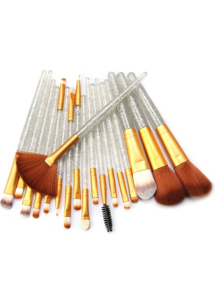Makyaj Fırçaları 18 Adet Profesyonel Kozmetik Kit Vakfı Allık Fırçaları Seti - Gümüş -Golden (Yurt Dışından)