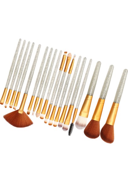 Makyaj Fırçaları 18 Adet Profesyonel Kozmetik Kit Vakfı Allık Fırçaları Seti - Gümüş -Golden (Yurt Dışından)