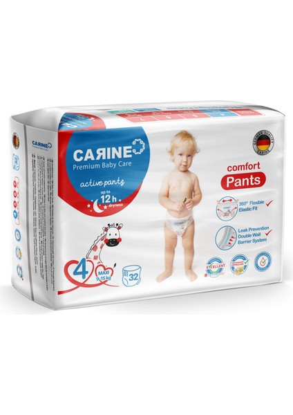 Carıne Actıve Külot Bebek Bezi 4 Numara Maxı 32 Adet