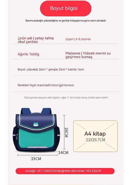 Omurga Çocuk Okul Çantası-Sevimli Karikatür Çocuk Sırt Çantası (Yurt Dışından)