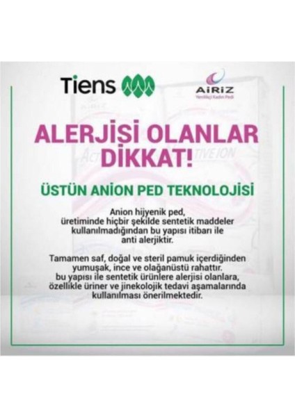 Airiz Tiens Hijyenik Günlük Kadın Pedi Seti 30'lu 2 Paket