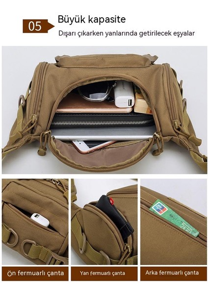 Dış Mekan Bel Çantası, Taktik Bel Çantası, Çok Amaçlı Tek Omuzlu Crossbody Çanta, Spor Bisiklet Bel Çantası-Erkek (Yurt Dışından)