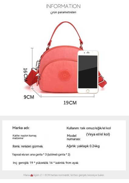 Moda Naylon Kadın Küçük Çanta, Çok Katmanlı Kadın Çanta, Kadın Omuz Çantası, Messenger Çanta (Yurt Dışından)