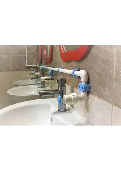 Merkezi Sistem Depolu Sabunluk Sistemi 10LT Butonlu Mavi 2 Musluklu