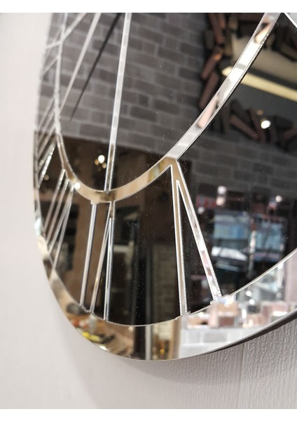 Silver Black Model Gümüş Siyah Renk 50 Cm Dekoratif Aynalı Duvar Saati