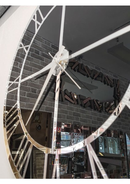 Silver Black Model Gümüş Siyah Renk 50 Cm Dekoratif Aynalı Duvar Saati
