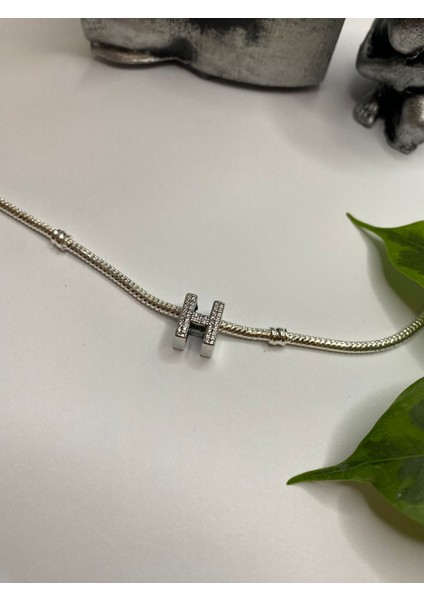 Gümüş S925 Damgalı H Harfi Zirkon Taşlı Charm modelleri