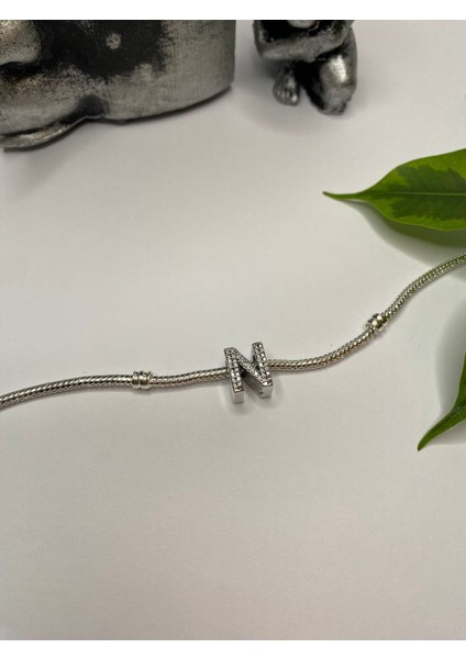 Gümüş S925 Damgalı N Harfi Zirkon Taşlı Charm fırsatları