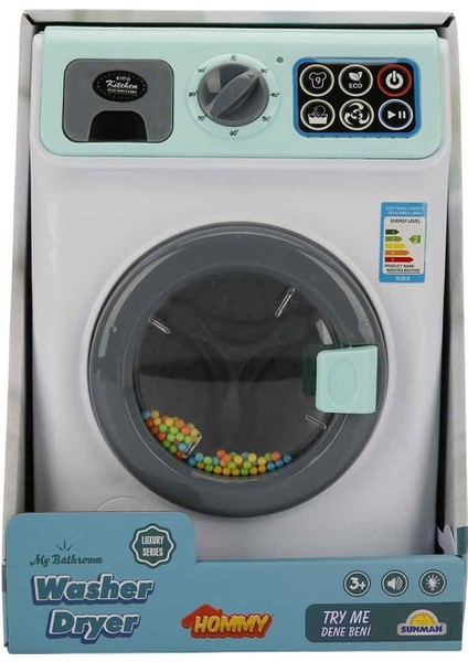 Sesli ve Işıklı Yeşil Çamaşır Makinesi