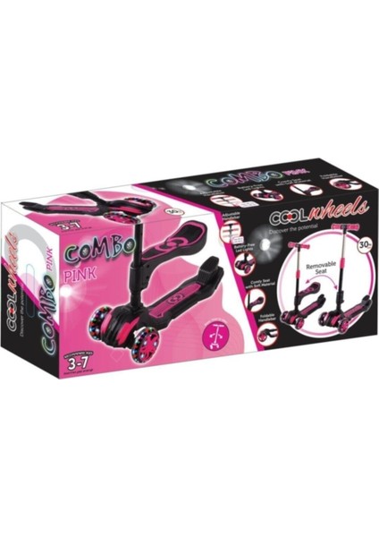 Cool Wheels Scooter Oturaklı Cool Wheels LED Tekerli Pembe