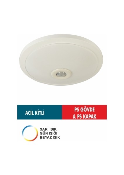 18W Ledli Sensörlü Acil Kitli Tavan Armatürü (Ps Gövde & Ps Kapak) NV004.33 fiyatları