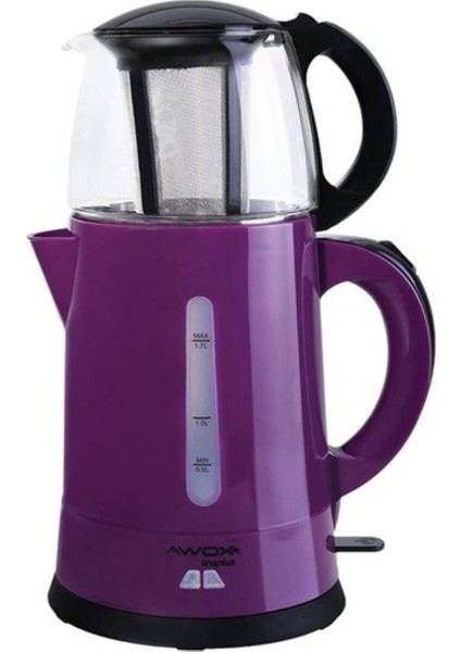 Tea - Plus Mor Elektrikli Cam Demlikli Çaycı Çay Makinesi 2000 Watt 3100 ml Mew