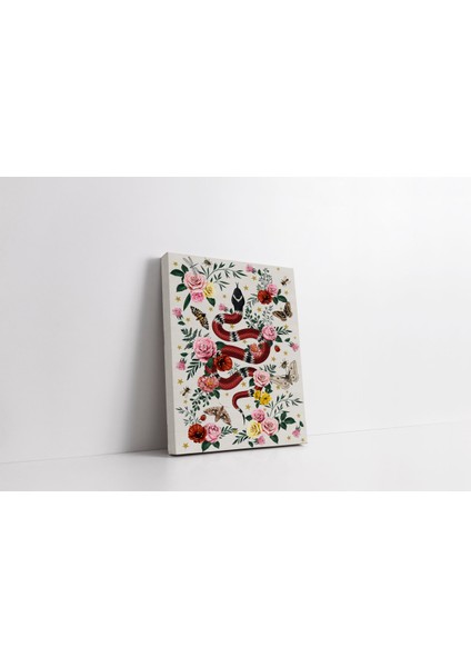 Kanvas Tablo 1153 Bej Yılan ve Çiçek Figürlü 212