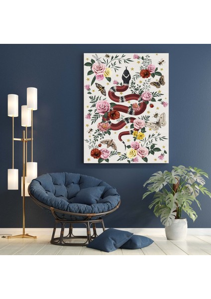 Kanvas Tablo 1153 Bej Yılan ve Çiçek Figürlü 212 fiyatları