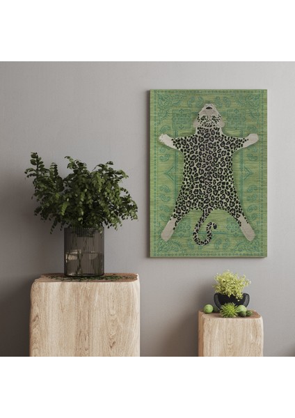 Kanvas Tablo 1166 Fıstık Yeşili Leopar ve Vintage TEMALI 248