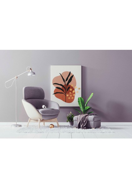 Kanvas Tablo Siyah Dal ve Sarı Puantiyeli 74