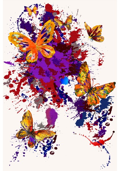 Kanvas Tablo Çok Renkli Soyut ve Kelebek Temalı 51 modelleri
