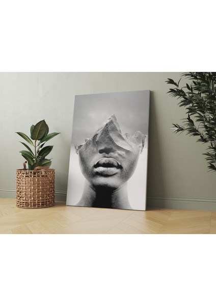 Kanvas Tablo Dağ ve Yarım Yüz Figürlü 241
