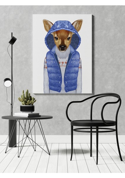 Kanvas Tablo Mavi Montlu Ceylan Hayvan Temalı 155