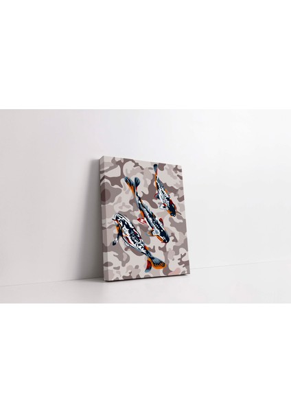 Kanvas Tablo Açık Bej ve Gri Renkli Japon Balıkları 176