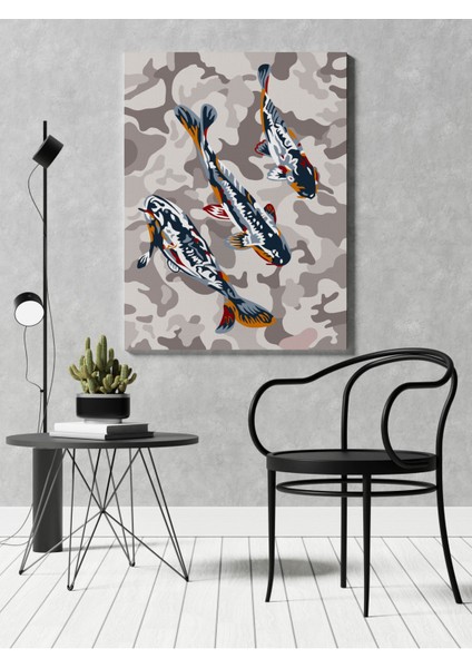 Kanvas Tablo Açık Bej ve Gri Renkli Japon Balıkları 176 fiyatları