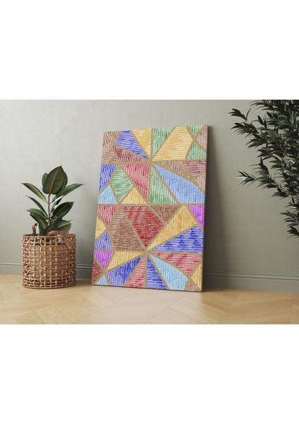 Kanvas Tablo Çok Renkli Asimetrik Desen 130