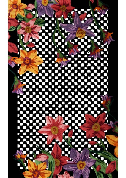 Kanvas Tablo floret Black White 1501 Çiçek Dama Desen Siyah Beyaz modelleri