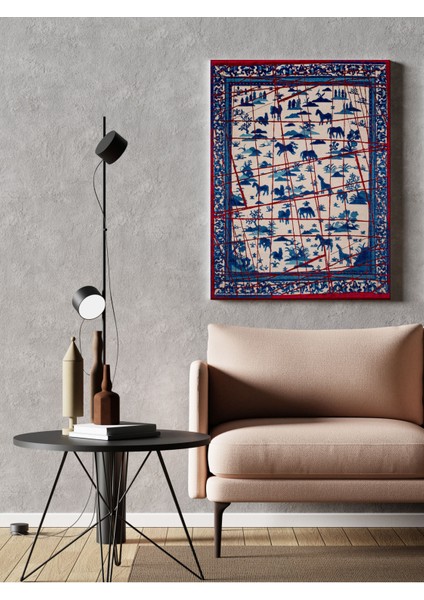 Kanvas Tablo 1212 Etnik Desenli Lacivert Kırmızı Baskılı 282 fiyatları