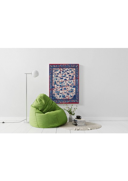 Kanvas Tablo 1212 Etnik Desenli Lacivert Kırmızı Baskılı 282 modelleri