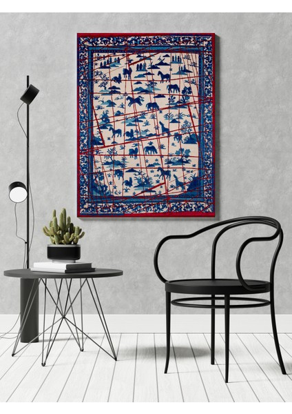 Kanvas Tablo 1212 Etnik Desenli Lacivert Kırmızı Baskılı 282 fırsatları