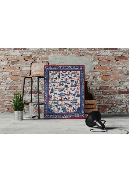 Kanvas Tablo 1212 Etnik Desenli Lacivert Kırmızı Baskılı 282 indirimleri