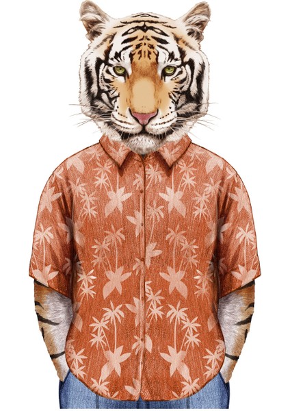 Kanvas Tablo Turuncu Gömlekli Panter Hayvan Temalı 161 fiyatları