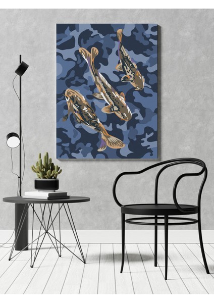 Kanvas Tablo Mavi ve Lacivert Renkli Japon Balıkları 178 fiyatları
