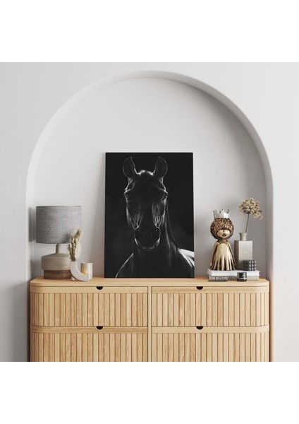 Kanvas Tablo Siyah At Temalı 82