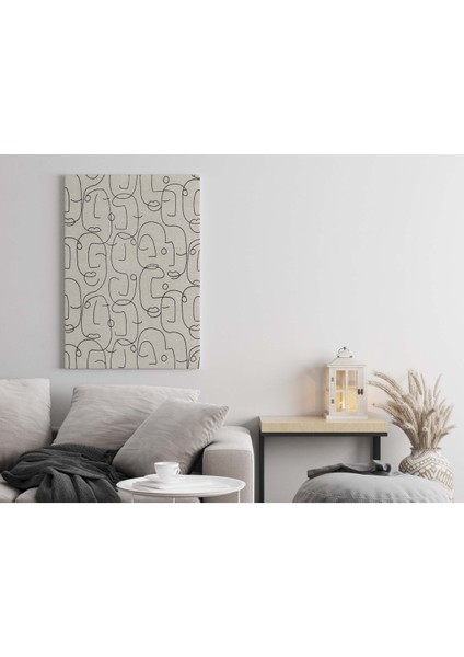 Kanvas Tablo 1126 Siyah Bej Minimalist Yüz FIGÜRLÜ 152
