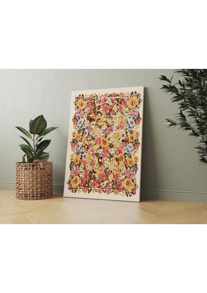Kanvas Tablo Mavi Pembe Sarı Vintage Temalı 134